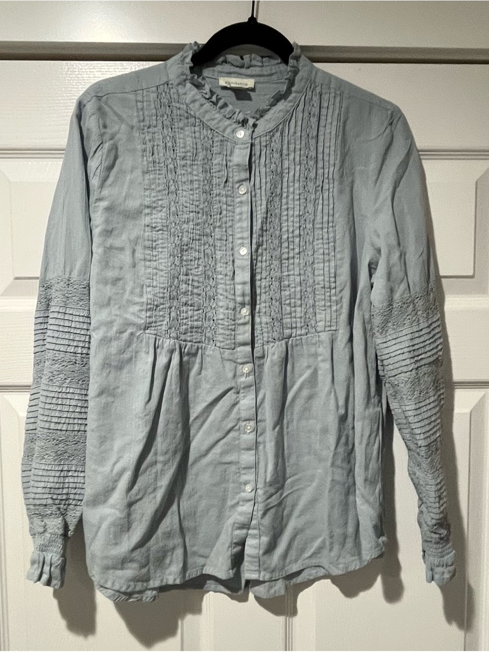 Sundance Light Blue Pintuck Button-Down Shirt